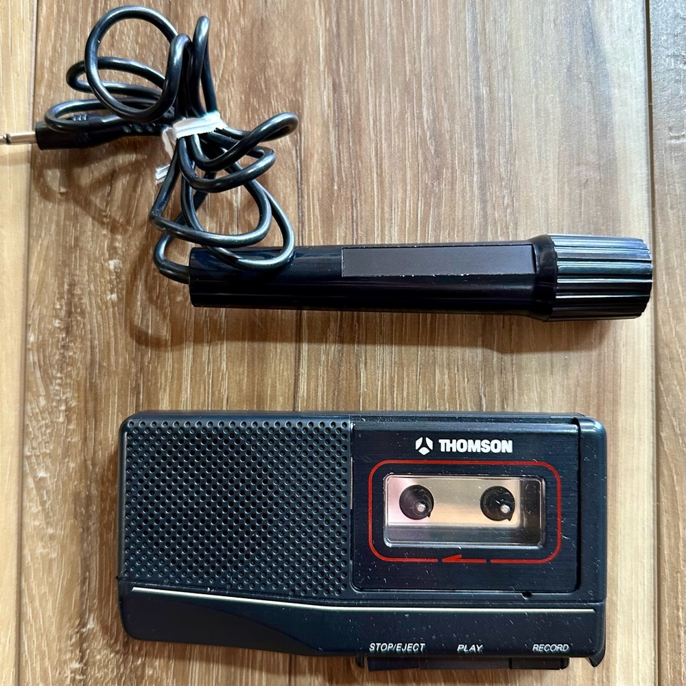 Vintage Thomson Portable Microcassette Recorder Model DK-5370B with Mic